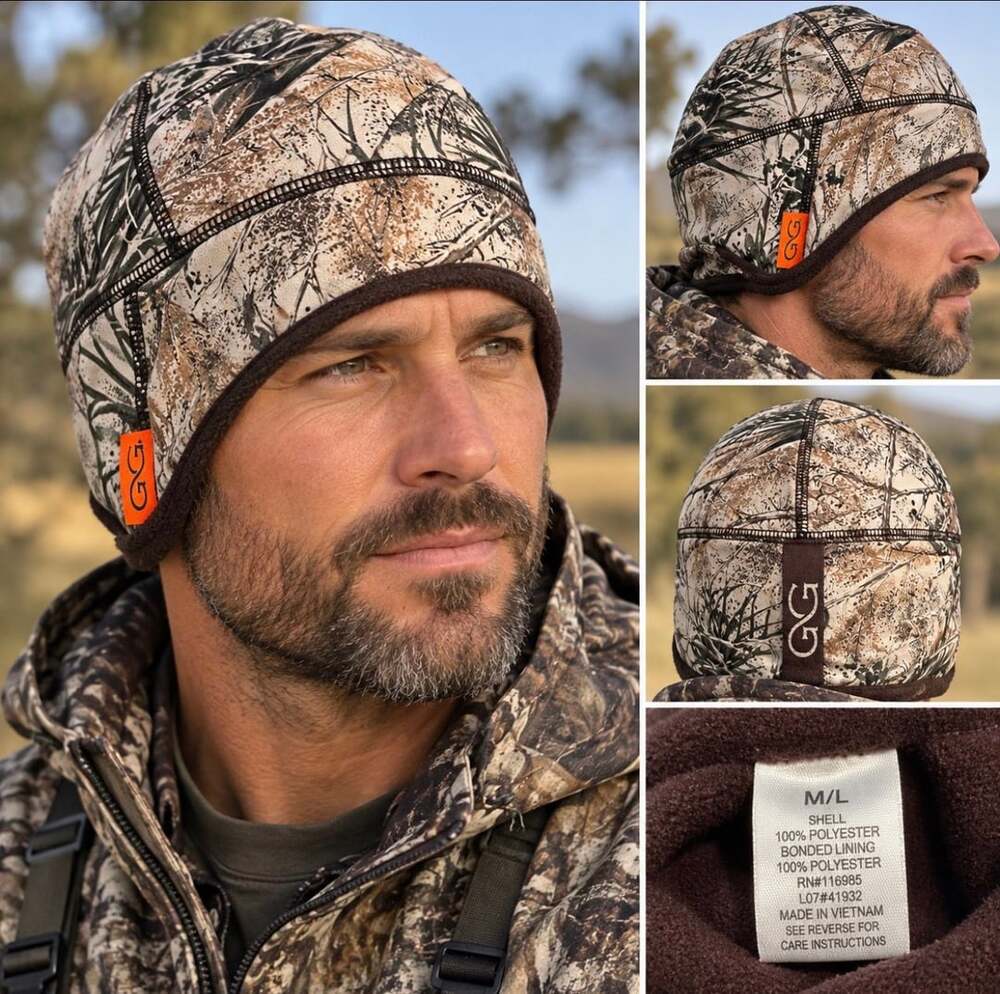 GameGuard Camo Fleece Beanie Hunting Hat Cap Ear Flap Men’s M/L